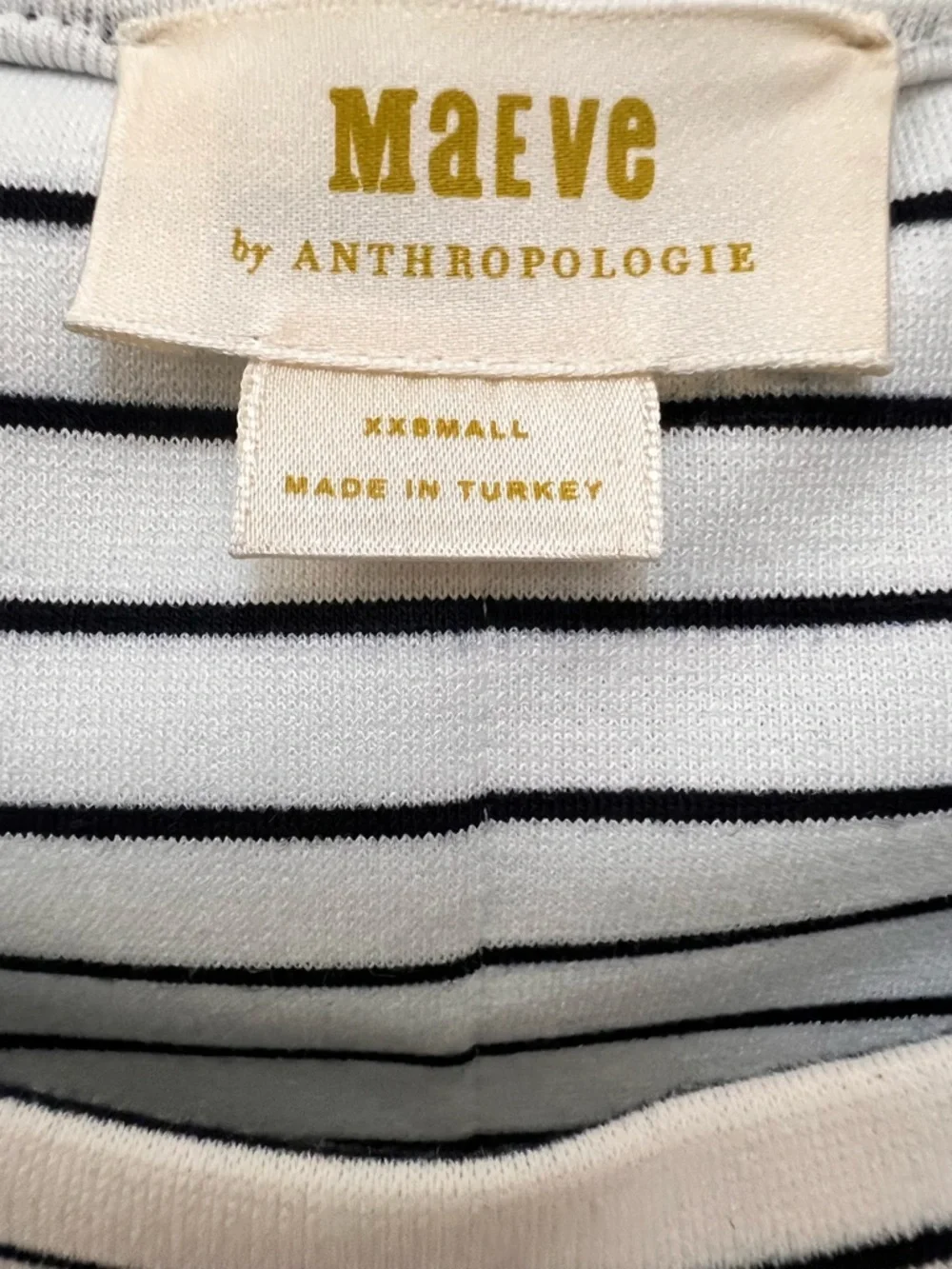 Anthropologie Maeve Corset Black and White Striped Puff Sleeve Blouse Womens XXS